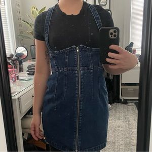 UO urban outfitters BDG denim corset zip up overall dress
